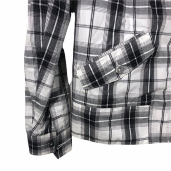 NWT WESC Black & White Long Sleeves Plaid Pattern Bomber Jacket Size Small - Picture 9 of 11